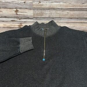 Robert Graham Pullover Mens L Gray Quarter Zip Waffle Knit‎
